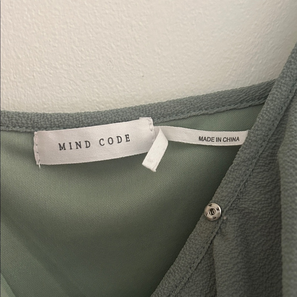 Mind Code Sage Green Ruffled V‑Neck Spaghetti Str… - image 2